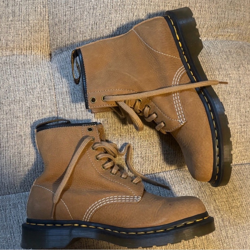 Dr.Martens Tan Lace-Up Combat Boots